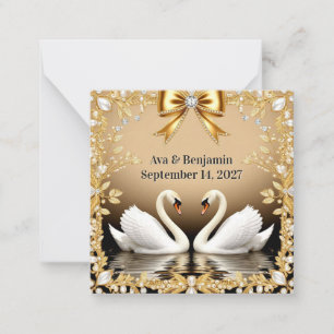 Tarjeta Pequeña Detalles de Boda del Cisne Dorado Insertar Tema