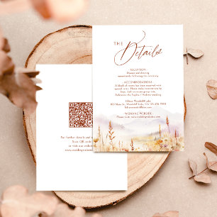 Tarjeta Pequeña Detalles de código QR de flores silvestres acuarel