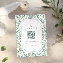detalles de código QR floral botánico Sage Vintage