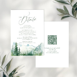 Tarjeta Pequeña Detalles de código QR rústico del bosque de la mon
