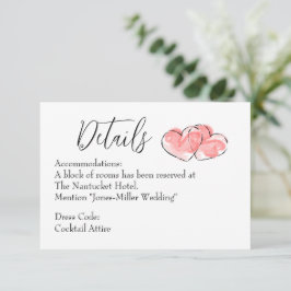 Tarjeta Pequeña Detalles de la Boda - Corazón de Acuarela Rosa