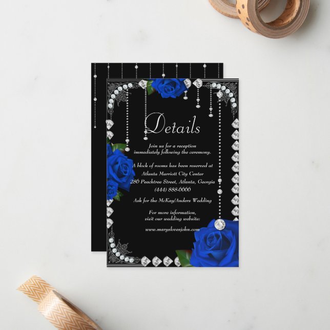 Tarjeta Pequeña Detalles De Rosas Azules Románticos Y Bodas De Dia (Anverso/Reverso In Situ)