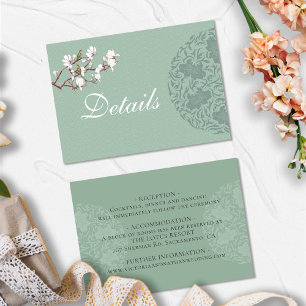 Tarjeta Pequeña Detalles del Boda de Moda de la Chinoiserie verde