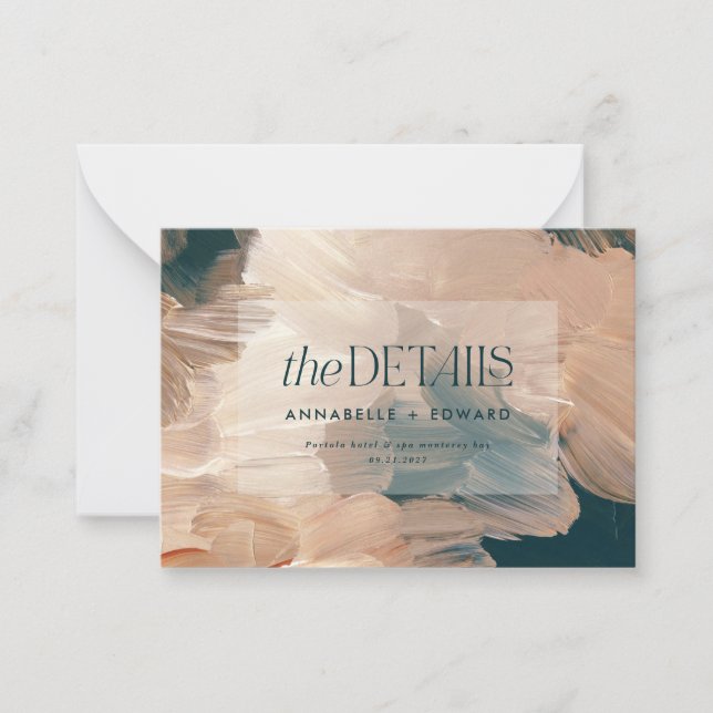 Tarjeta Pequeña detalles del boda de terracota boho painterly (Anverso)