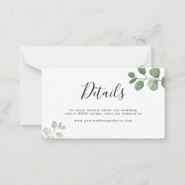 Tarjeta Pequeña Detalles del Boda del Eucalipto Verde Sage del pre