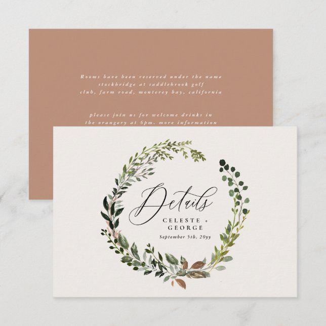 Tarjeta Pequeña Detalles del boda del granero botánico de fletamen (Anverso / Reverso)