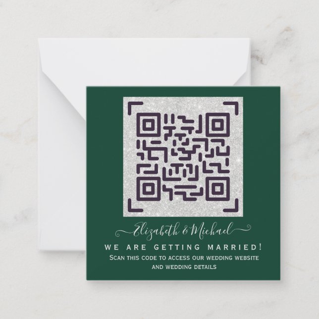 Tarjeta Pequeña Detalles del Boda del hotel RSVP del código QR del (Anverso)