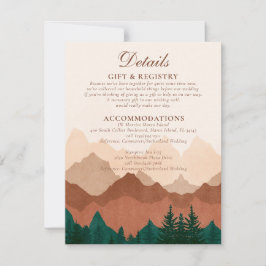 Tarjeta Pequeña Detalles del Boda Forestal Fall Mountain Terracott