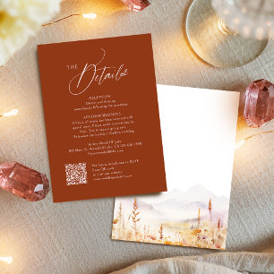 Tarjeta Pequeña Detalles del código QR de la boda de otoño en terr