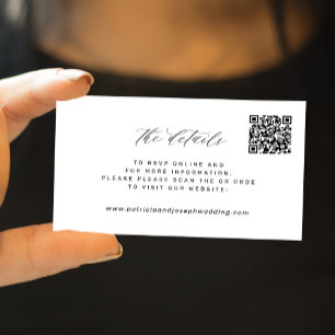 Tarjeta Pequeña Detalles del sitio web de boda simple y elegante d