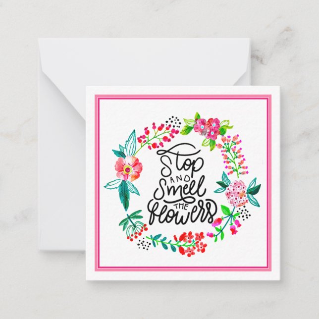 Tarjeta Pequeña Detente a oler las flores  (Anverso)