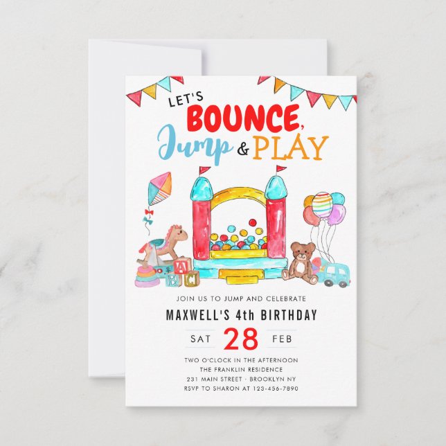 Tarjeta Pequeña Día de cumpleaños de Trampoline para Salto de Salt (Anverso)