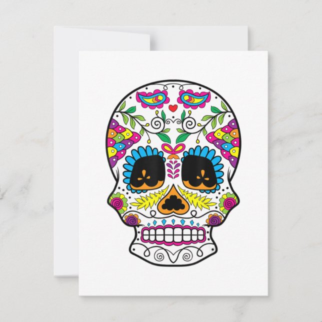 Tarjeta Pequeña Día De La Calavera De Azúcar De Los Muertos Arte (Anverso)
