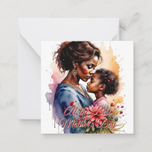 Tarjeta Pequeña Día de la Madre Arte de Amor Acuarela Africana