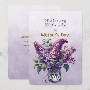 Tarjeta Pequeña Día de la Madre para Suegra Florero de Lilas