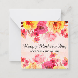 Tarjeta Pequeña Día de las madres con flores acuarelas