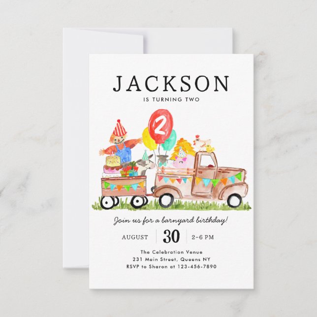 Tarjeta Pequeña Día de nacimiento de la granja de niños del Barnya (Anverso)