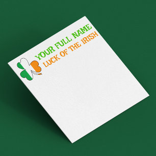 Tarjeta Pequeña Día de San Patricio Bandera de Irlanda Trébol Nomb