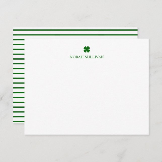 Tarjeta Pequeña Día de San Patricio Trébol Verde de la Suerte Irla (Anverso / Reverso)