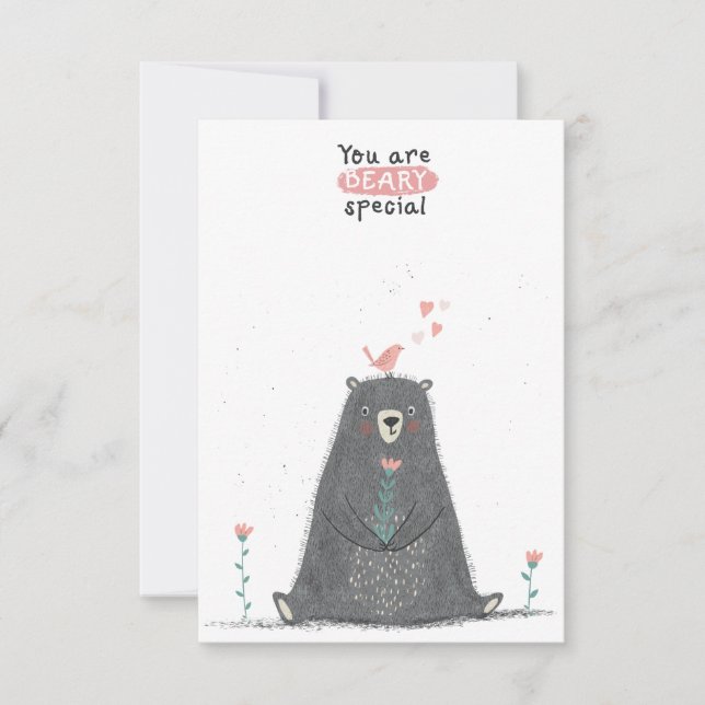 Tarjeta Pequeña Día de San Valentín Beary especial en el aula (Anverso)