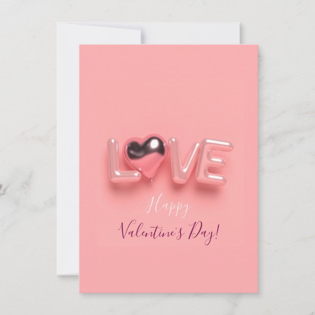 TARJETA PEQUEÑA  DÍA DE SAN VALENTÍN CORAZÓN ROSA MODERNO  (Anverso)