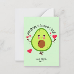 Tarjeta Pequeña Día de San Valentín de aguacate para niños 