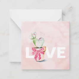 Tarjeta Pequeña Día de San Valentín de cactus rosado
