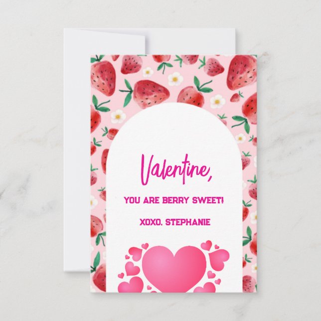 Tarjeta Pequeña Día de San Valentín de Fresa Berry Sweet Kids (Anverso)