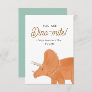 Tarjeta Pequeña Día de San Valentín de los niños Dinosaurios Dinom