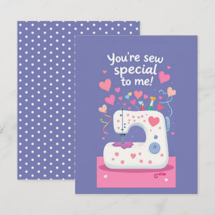 Tarjeta Pequeña Día de San Valentín de máquina de coser de corte