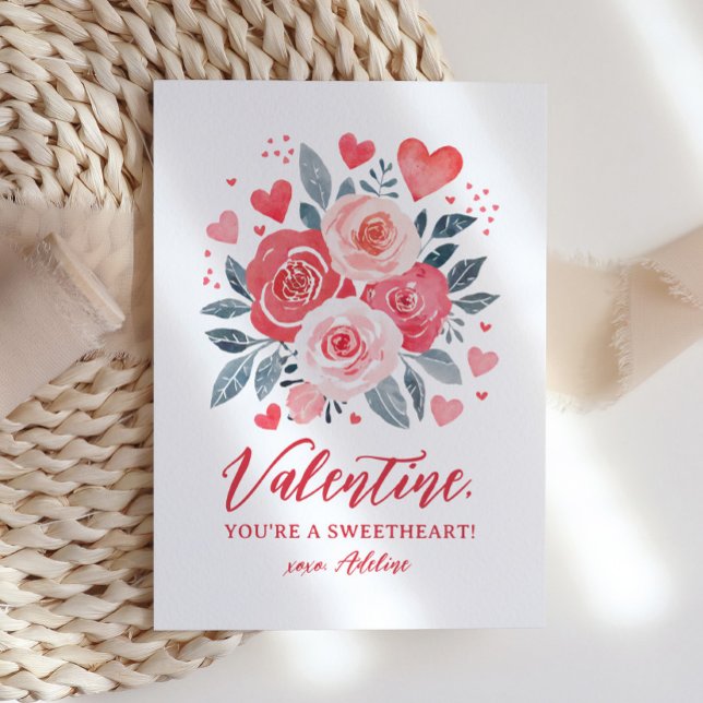 Tarjeta Pequeña Día de San Valentín de niños acuarelas florales (Subido por el creador)