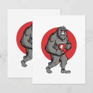 Tarjeta Pequeña Día de San Valentín del corazón de Bigfoot