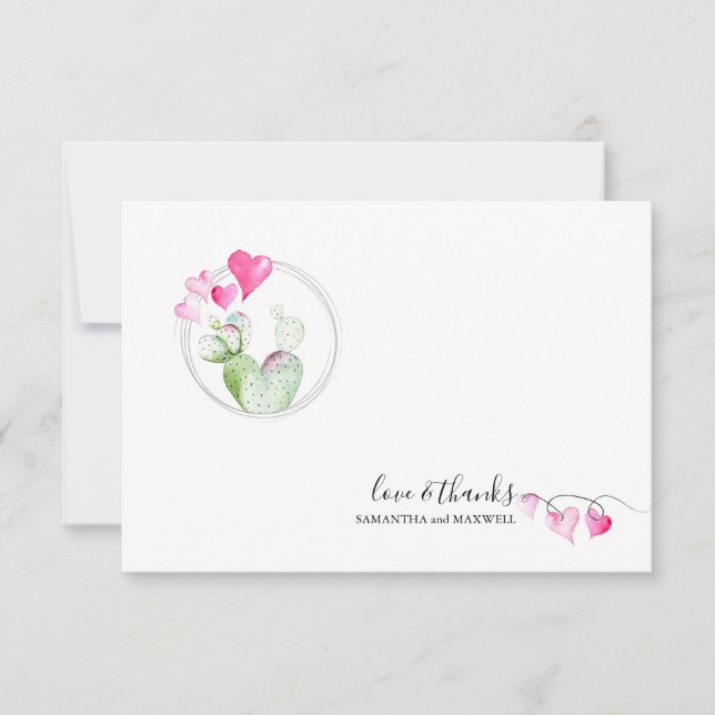 Tarjeta Pequeña Día de San Valentín del corazón Gracias Cactus Car (Anverso)