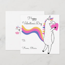 Tarjeta Pequeña Día de San Valentín Editable Color Niños Unicornio