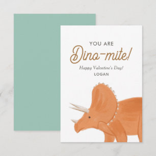 Tarjeta Pequeña Día de San Valentín en el aula de dinosaurios para