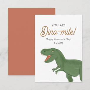 Tarjeta Pequeña Día de San Valentín en el aula de dinosaurios para