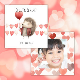 Tarjeta Pequeña Día de San Valentín en el aula, Erizo Lindo, Foto