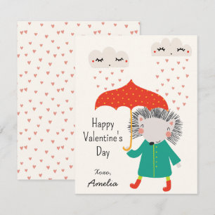 Tarjeta Pequeña Día de San Valentín Erizo Lindo Aula Niños