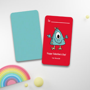 Tarjeta Pequeña Día de San Valentín Feliz Monstruo Escuela 