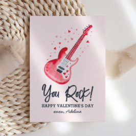 Tarjeta Pequeña Día de San Valentín infantil de guitarra eléctrica