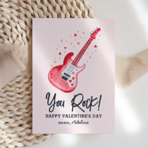 Tarjeta Pequeña Día de San Valentín infantil de guitarra eléctrica