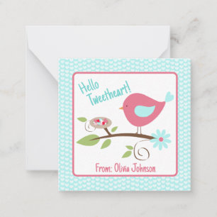 Tarjeta Pequeña Día de San Valentín Pajarito Lindo Hola Corazón de