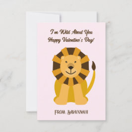 Tarjeta Pequeña Día de San Valentín para niños León Salvaje Contig