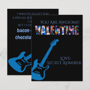 Tarjeta Pequeña Día de San Valentín Tú Rocks Guitarra Roja Niños