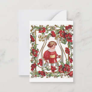 Tarjeta Pequeña Día del Niño Vintage Victoriano con Rosas