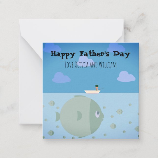 Tarjeta Pequeña Día del Padre divertido prefiero ir a pescar (Anverso)