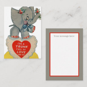 Tarjeta Pequeña Día festivo del elefante de San Valentín vintage r