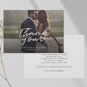 Tarjeta Pequeña Día moderno de la boda con letras de mano gracias
