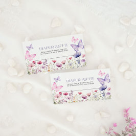 Tarjeta Pequeña Diaper Raffle Card Butterfly Floral
