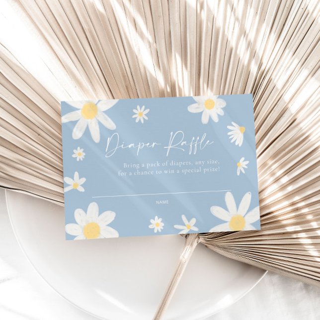 Tarjeta Pequeña Diaper Raffle Card Daisy Dusty Blue (Subido por el creador)